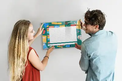 Magnetic glass dry erase board timetable design