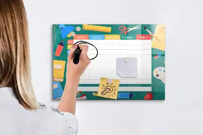 Magnetic glass dry erase board timetable design