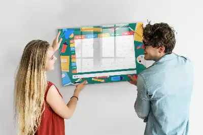 Magnetic glass dry erase board timetable design