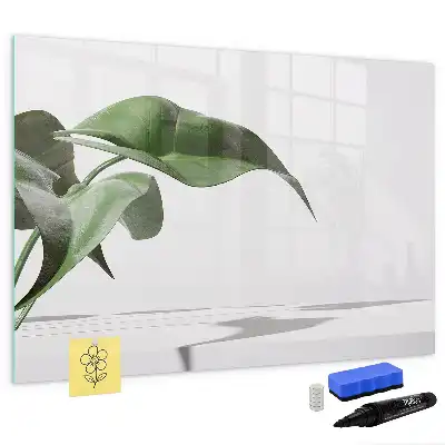 Magnetic marker board with abstract leaves design