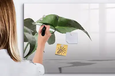 Magnetic marker board with abstract leaves design
