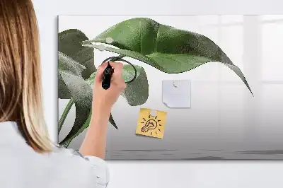 Magnetic marker board with abstract leaves design