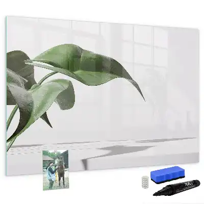 Magnetic marker board with abstract leaves design