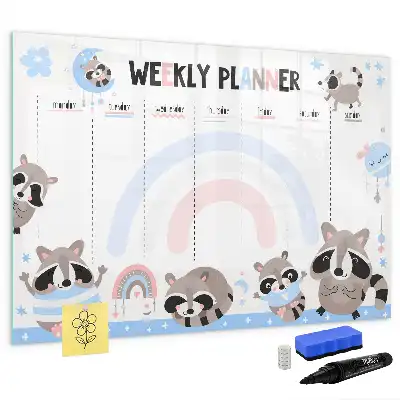 Magnetic glass dry erase weekly planner for children