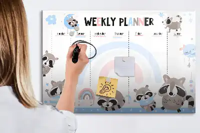 Magnetic glass dry erase weekly planner for children