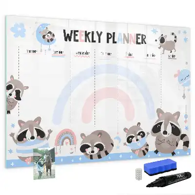Magnetic glass dry erase weekly planner for children