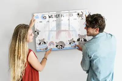 Magnetic glass dry erase weekly planner for children
