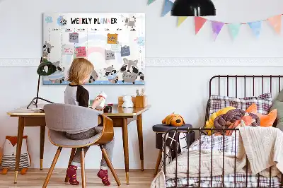 Magnetic glass dry erase weekly planner for children