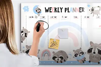Magnetic glass dry erase weekly planner for children
