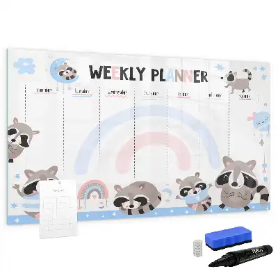 Magnetic glass dry erase weekly planner for children