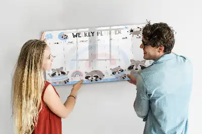 Magnetic glass dry erase weekly planner for children