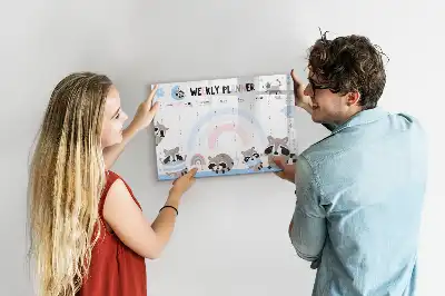Magnetic glass dry erase weekly planner for children