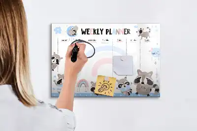 Magnetic glass dry erase weekly planner for children