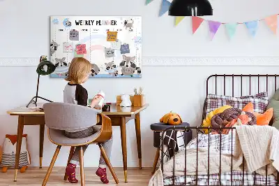 Magnetic glass dry erase weekly planner for children