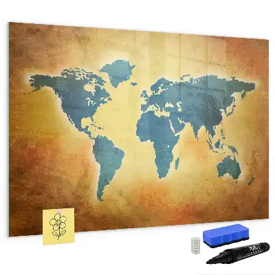 Magnetic marker board with an old world map design
