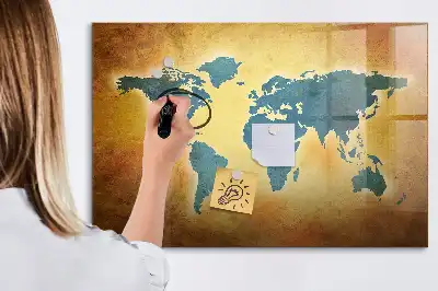 Magnetic marker board with an old world map design