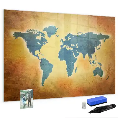 Magnetic marker board with an old world map design