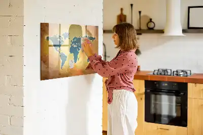 Magnetic marker board with an old world map design