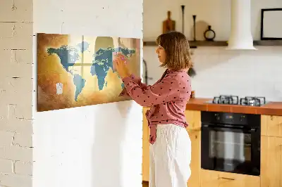 Magnetic marker board with an old world map design