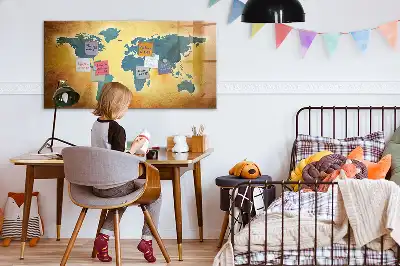 Magnetic marker board with an old world map design
