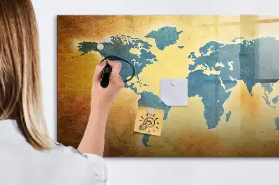 Magnetic marker board with an old world map design