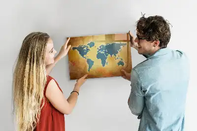 Magnetic marker board with an old world map design