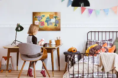 Magnetic marker board with an old world map design