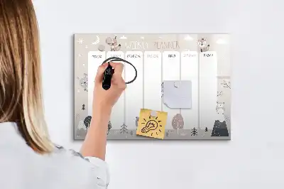 Magnetic marker board weekly planner with animals