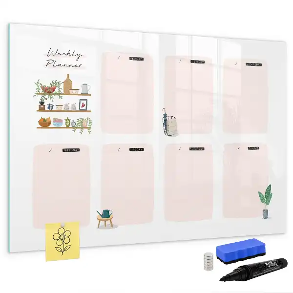 Magnetic weekly planner marker board 