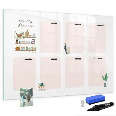 Magnetic weekly planner marker board 
