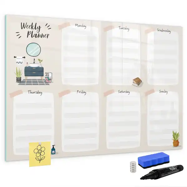 Weekly planner magnetic marker board
