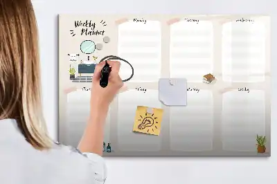 Weekly planner magnetic marker board