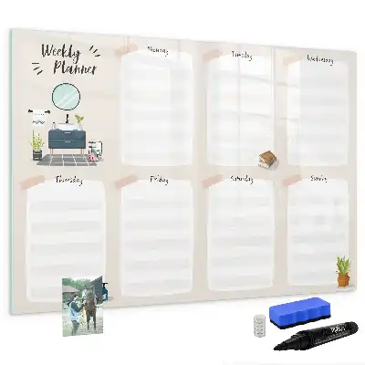 Weekly planner magnetic marker board