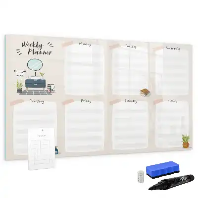 Weekly planner magnetic marker board