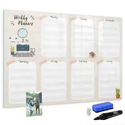 Weekly planner magnetic marker board