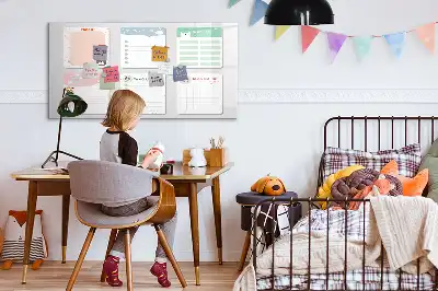Magnetic glass dry erase board with colorful notes design