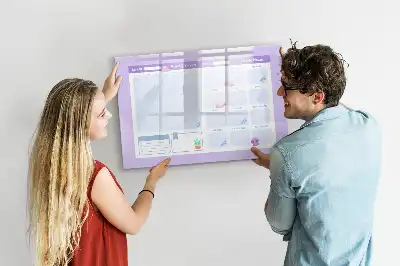Magnetic glass dry erase board pink yearly planner