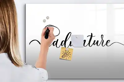 Magnetic glass dry erase board adventure text design