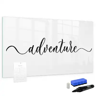 Magnetic glass dry erase board adventure text design