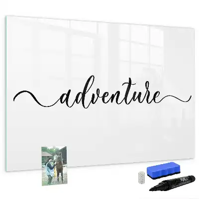 Magnetic glass dry erase board adventure text design