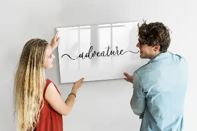Magnetic glass dry erase board adventure text design