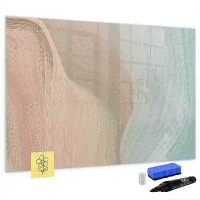 Magnetic glass dry erase board with wave abstraction design