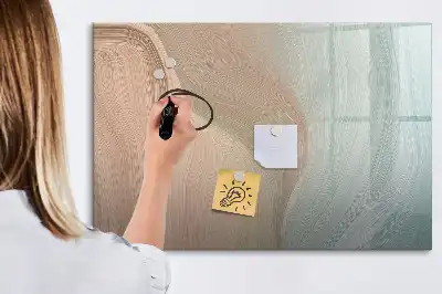 Magnetic glass dry erase board with wave abstraction design