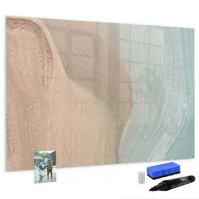 Magnetic glass dry erase board with wave abstraction design