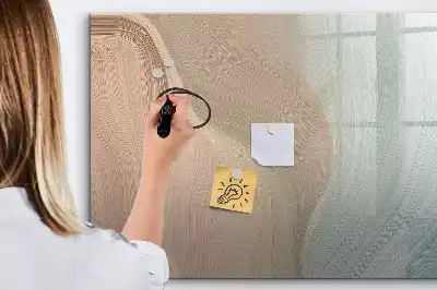 Magnetic glass dry erase board with wave abstraction design