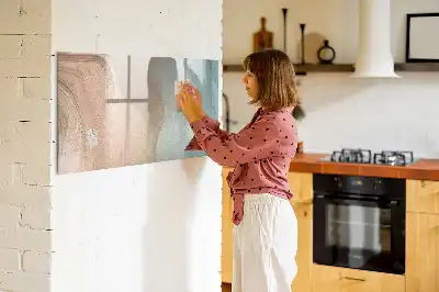Magnetic glass dry erase board with wave abstraction design