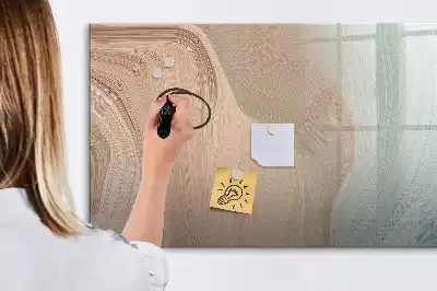 Magnetic glass dry erase board with wave abstraction design