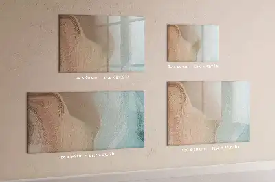 Magnetic glass dry erase board with wave abstraction design