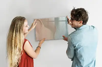 Magnetic glass dry erase board with wave abstraction design
