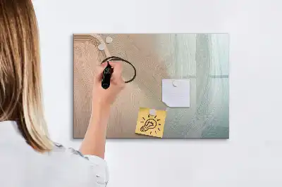 Magnetic glass dry erase board with wave abstraction design